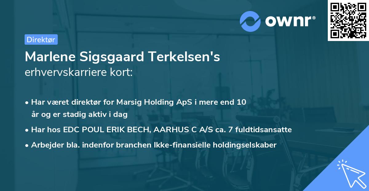 Marlene Sigsgaard Terkelsen's erhvervskarriere kort