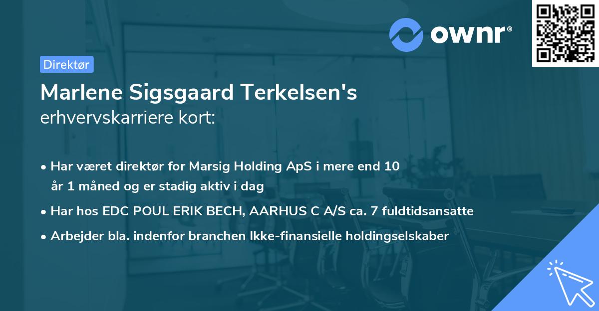 Marlene Sigsgaard Terkelsen's erhvervskarriere kort