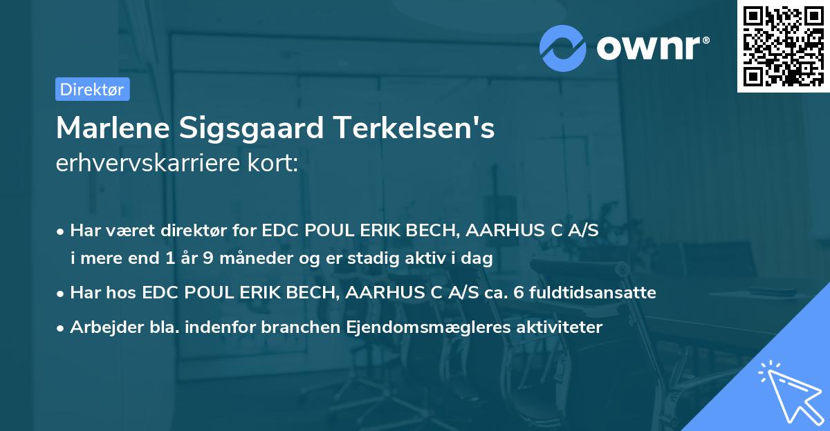 Marlene Sigsgaard Terkelsen's erhvervskarriere kort