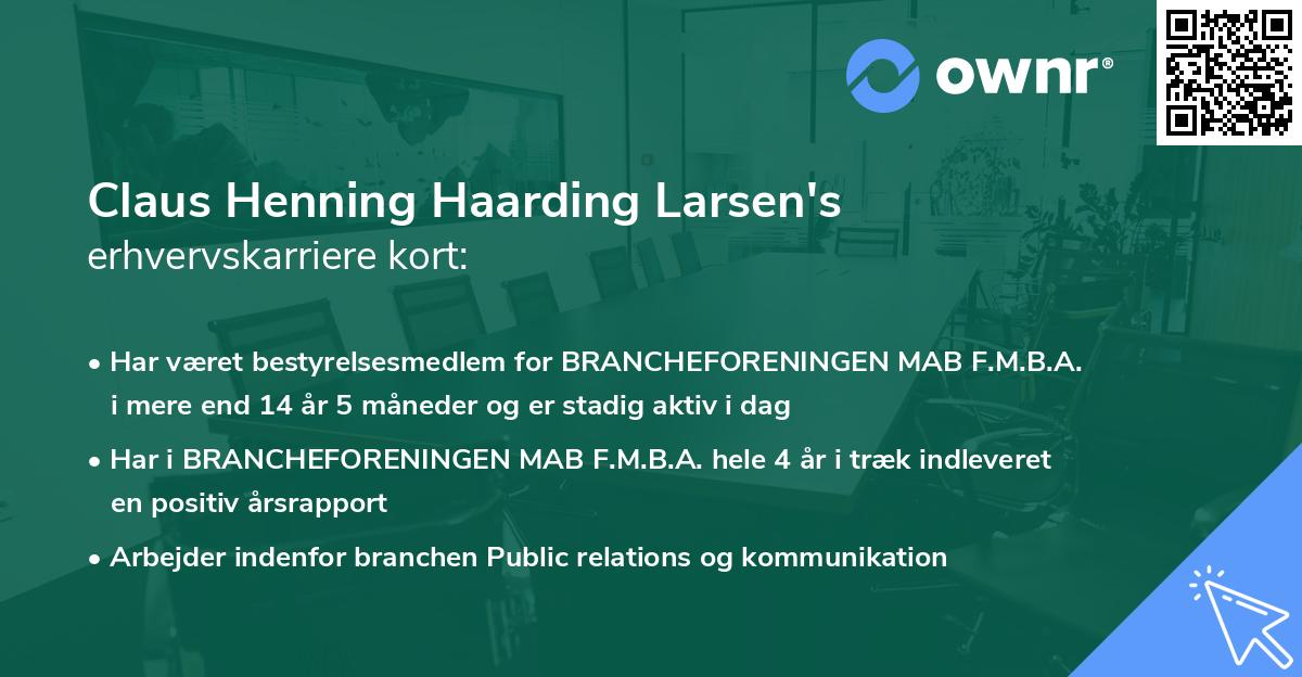 Claus Henning Haarding Larsen's erhvervskarriere kort