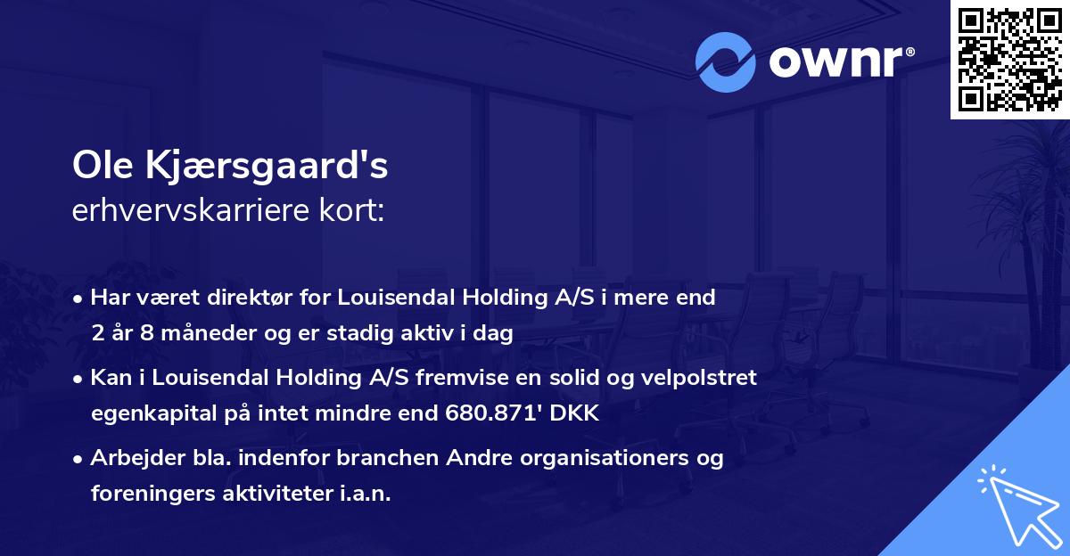 Ole Kjærsgaard's erhvervskarriere kort