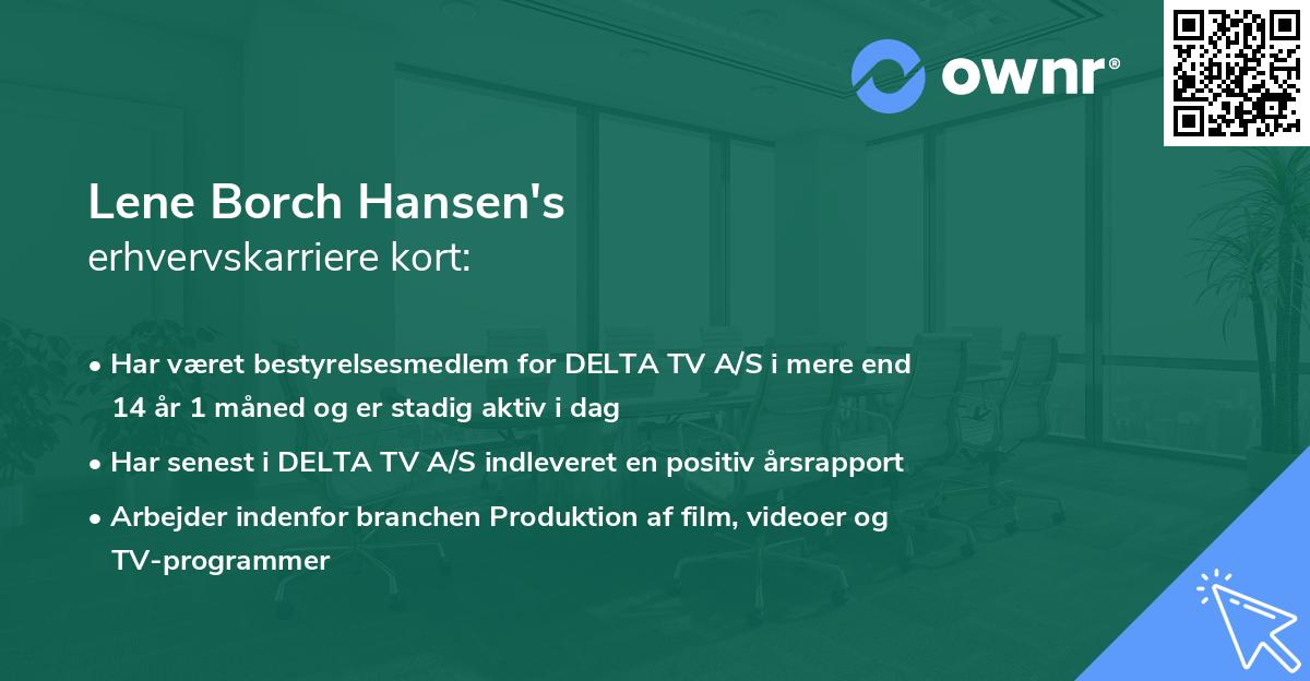 Lene Borch Hansen's erhvervskarriere kort
