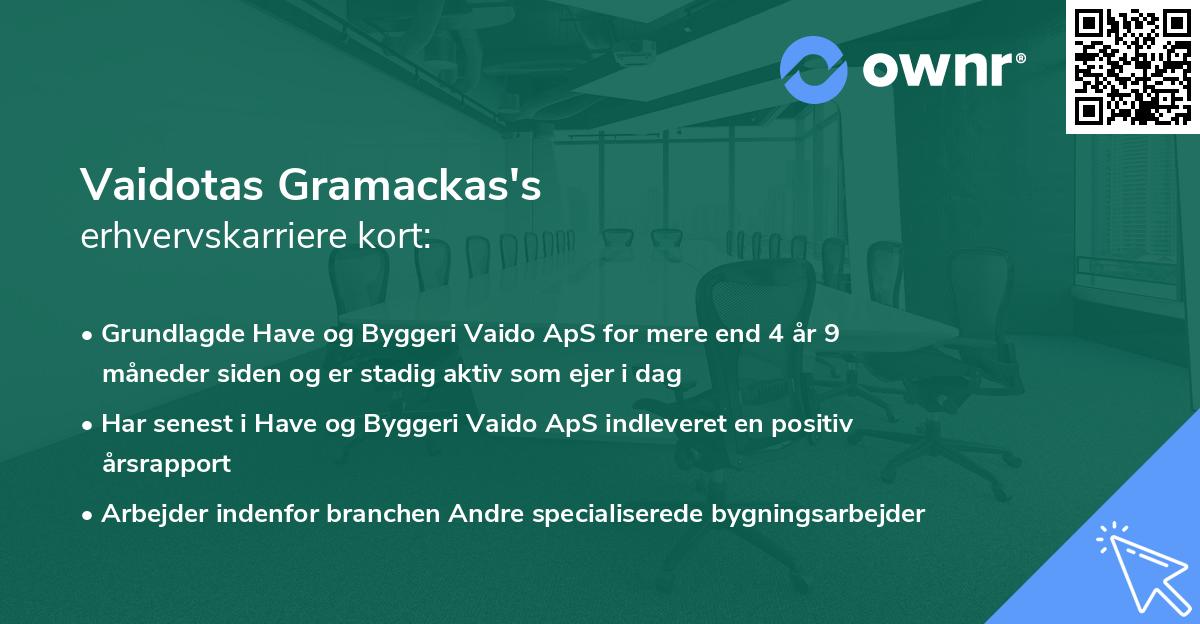 Vaidotas Gramackas's erhvervskarriere kort