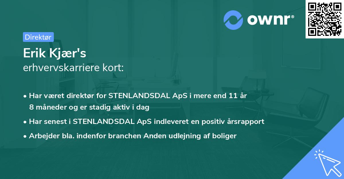 Erik Kjær's erhvervskarriere kort