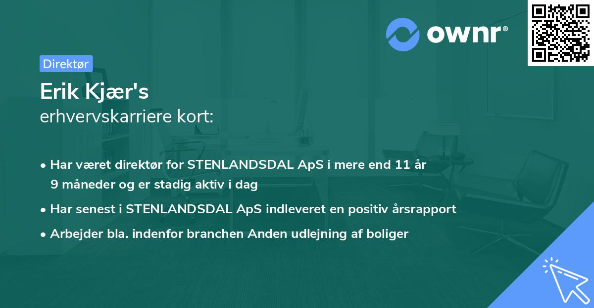 Erik Kjær's erhvervskarriere kort