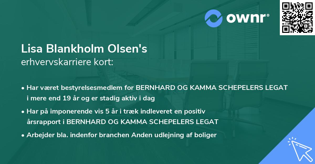 Lisa Blankholm Olsen's erhvervskarriere kort