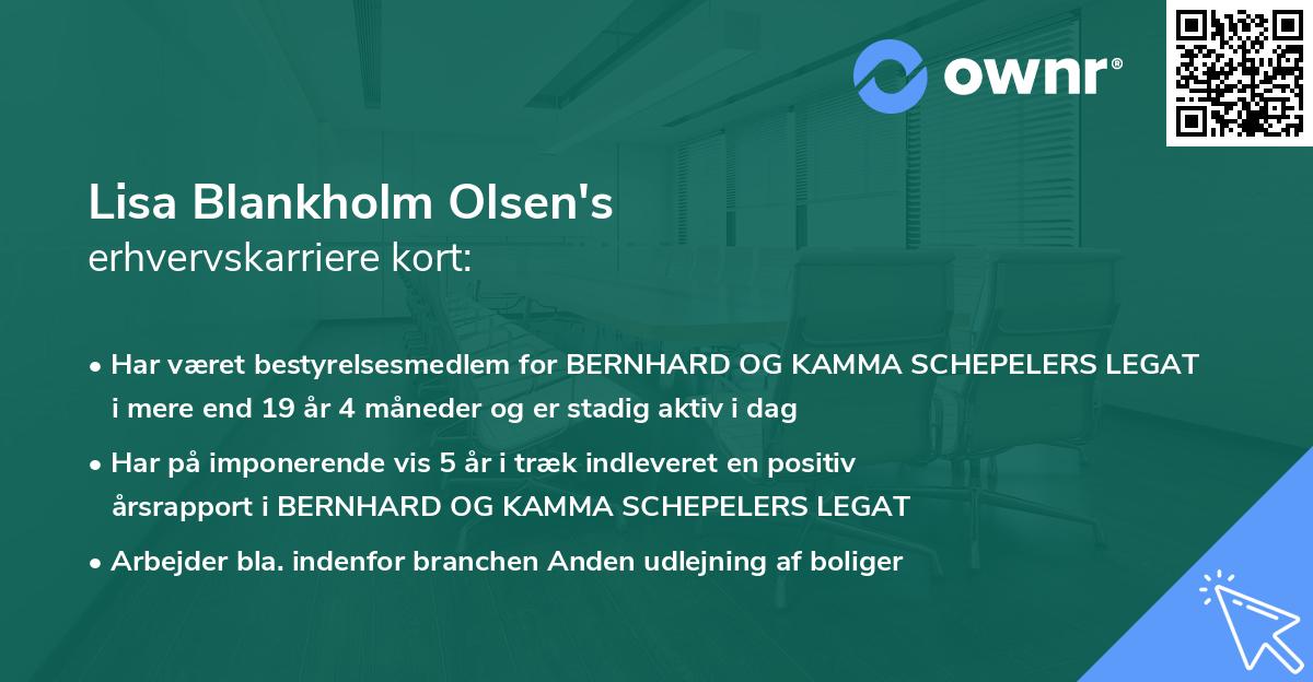 Lisa Blankholm Olsen's erhvervskarriere kort