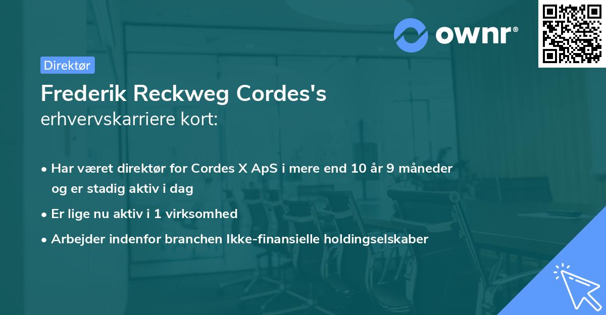 Frederik Reckweg Cordes's erhvervskarriere kort