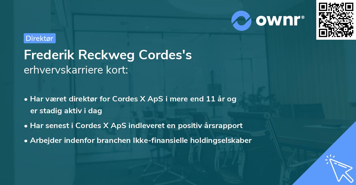 Frederik Reckweg Cordes's erhvervskarriere kort