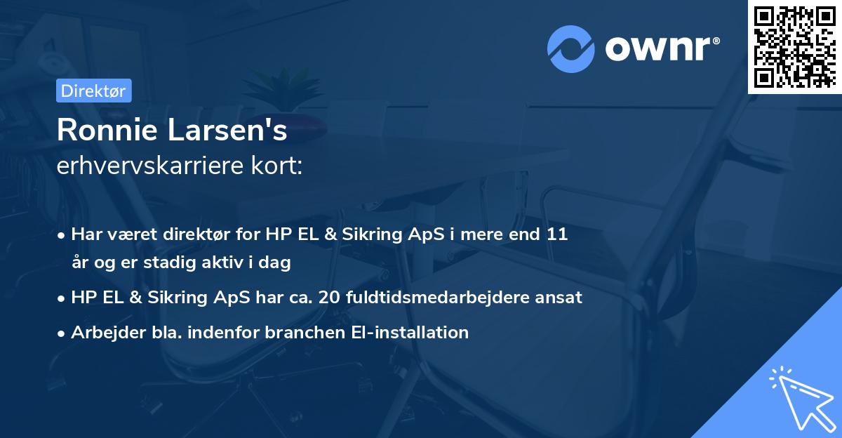 Ronnie Larsen's erhvervskarriere kort