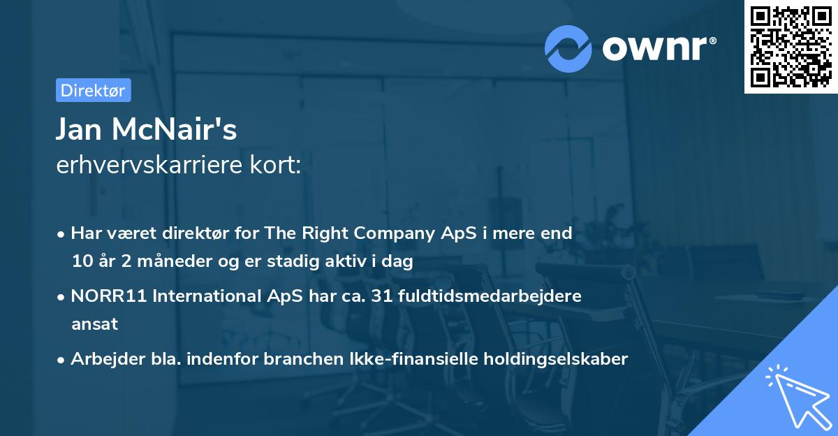 Jan McNair's erhvervskarriere kort
