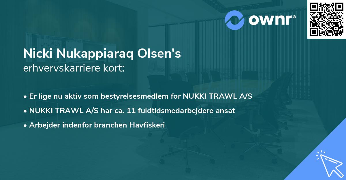 Nicki Nukappiaraq Olsen's erhvervskarriere kort