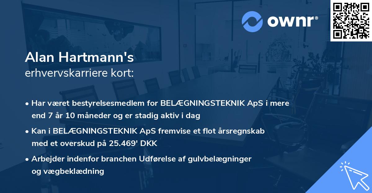 Alan Hartmann's erhvervskarriere kort