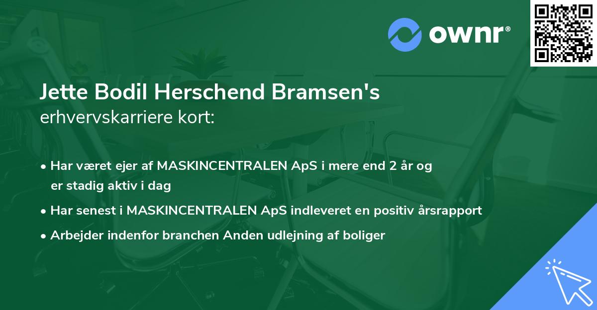 Jette Bodil Herschend Bramsen's erhvervskarriere kort