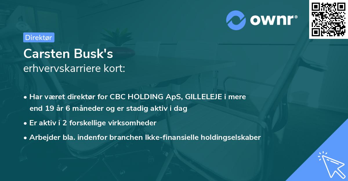 Carsten Busk's erhvervskarriere kort