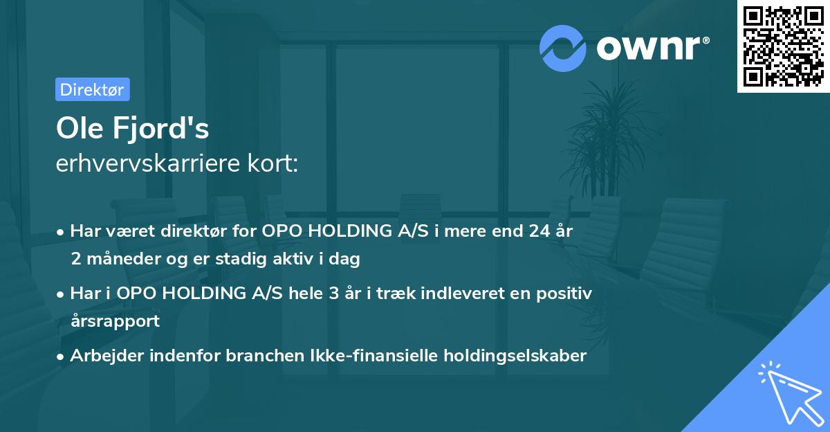 Ole Fjord's erhvervskarriere kort