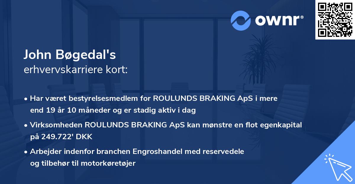 John Bøgedal's erhvervskarriere kort