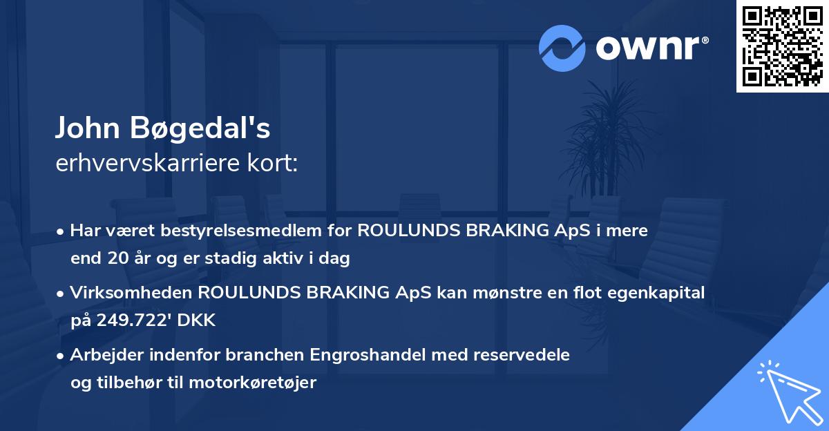 John Bøgedal's erhvervskarriere kort