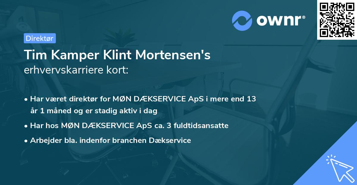 Tim Kamper Klint Mortensen's erhvervskarriere kort