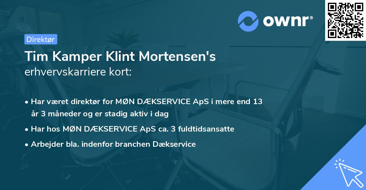 Tim Kamper Klint Mortensen's erhvervskarriere kort
