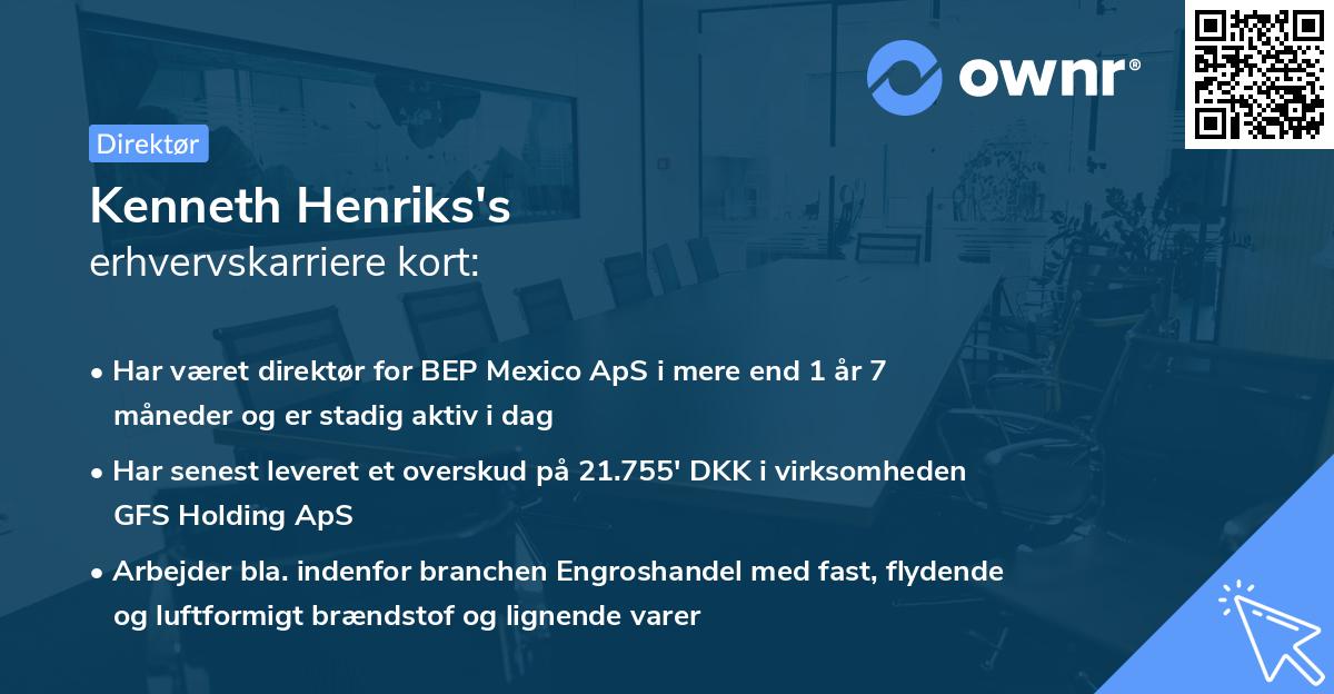 Kenneth Henriks's erhvervskarriere kort
