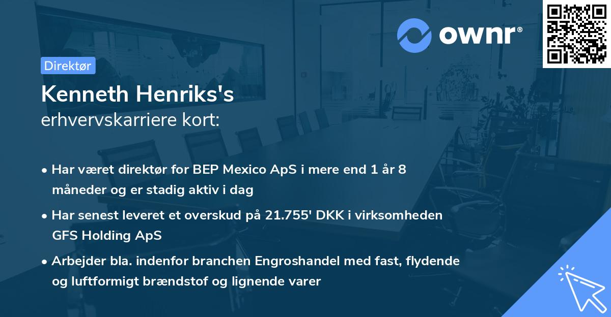 Kenneth Henriks's erhvervskarriere kort