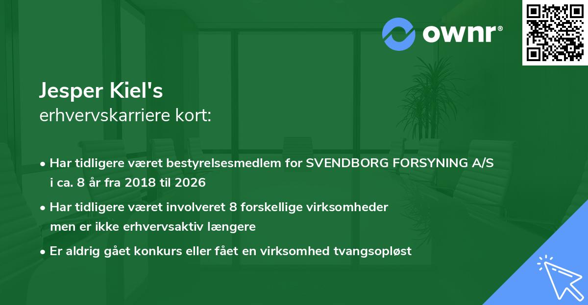 Jesper Kiel's erhvervskarriere kort