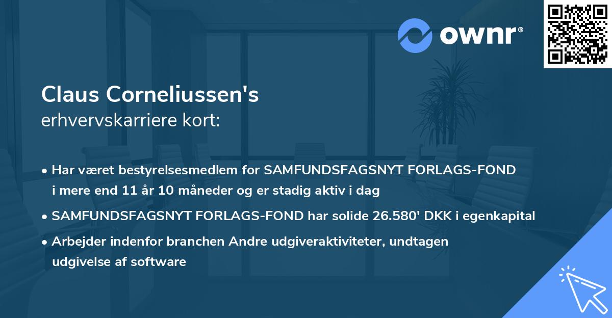 Claus Corneliussen's erhvervskarriere kort