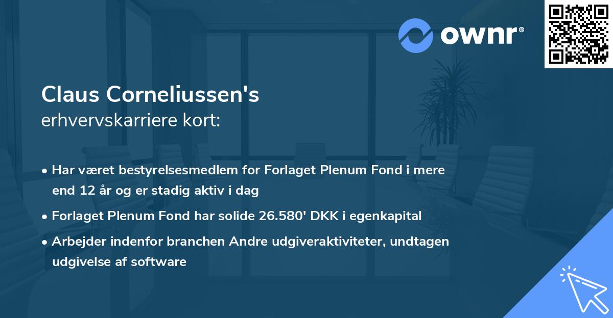 Claus Corneliussen's erhvervskarriere kort