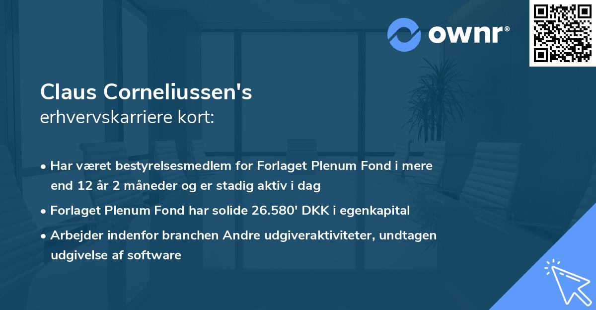 Claus Corneliussen's erhvervskarriere kort