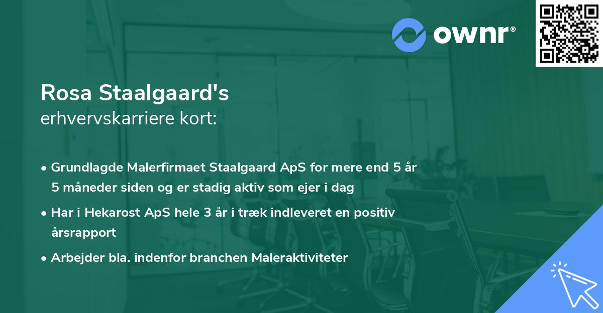 Rosa Staalgaard's erhvervskarriere kort