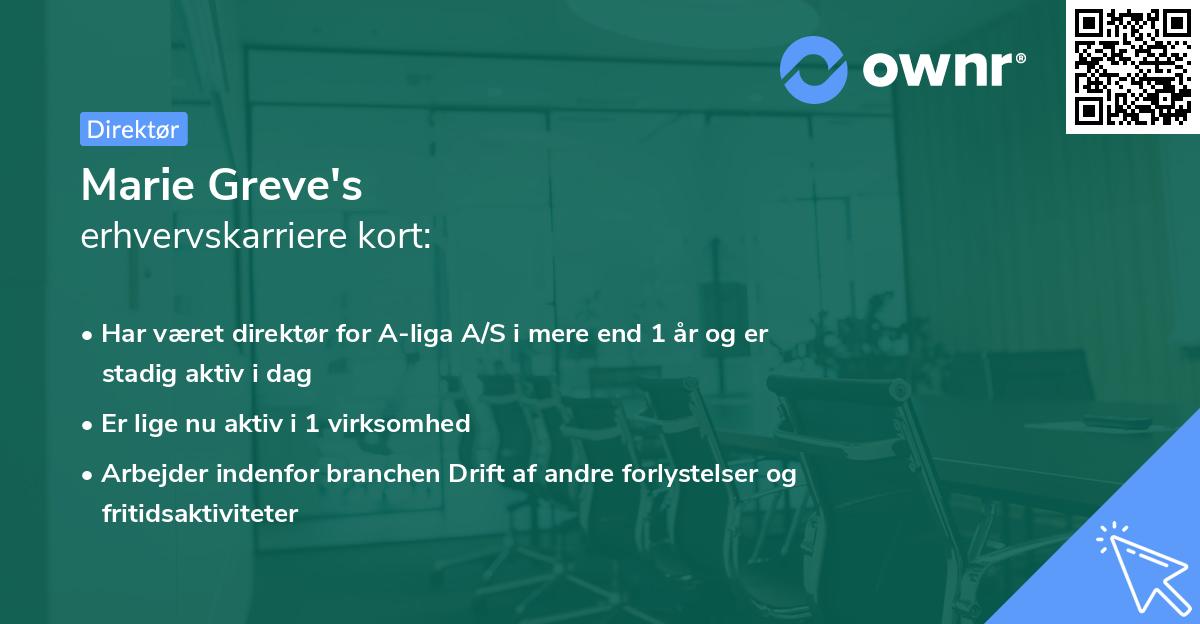 Marie Greve's erhvervskarriere kort