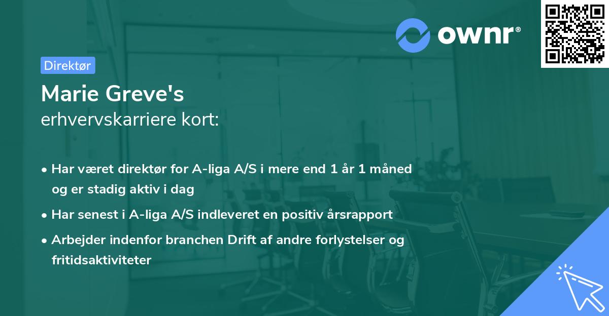 Marie Greve's erhvervskarriere kort