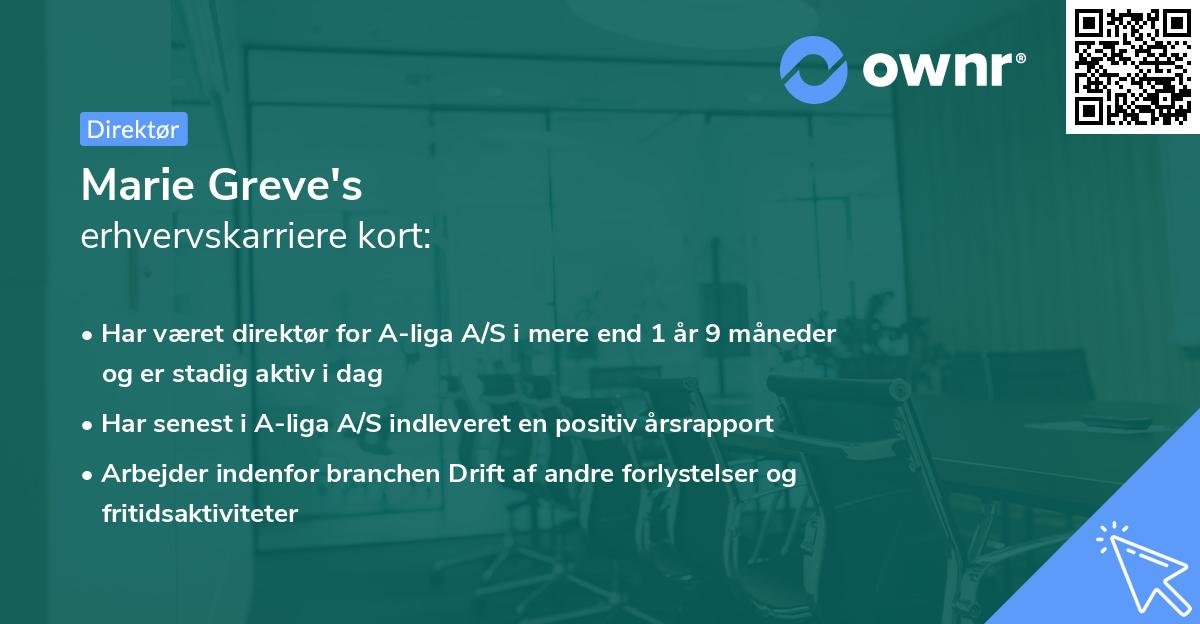 Marie Greve's erhvervskarriere kort