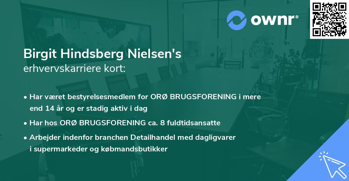 Birgit Hindsberg Nielsen's erhvervskarriere kort