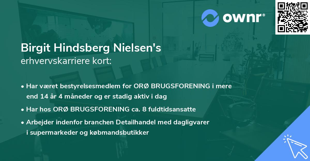 Birgit Hindsberg Nielsen's erhvervskarriere kort
