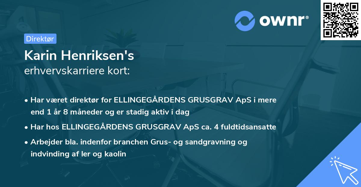 Karin Henriksen's erhvervskarriere kort