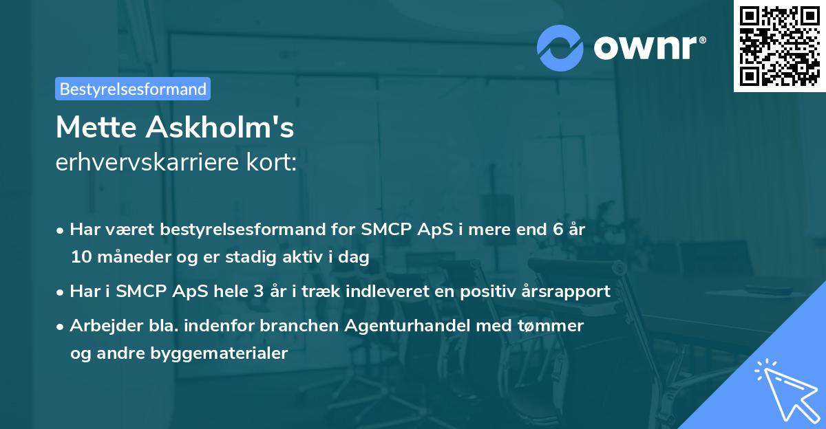 Mette Askholm's erhvervskarriere kort