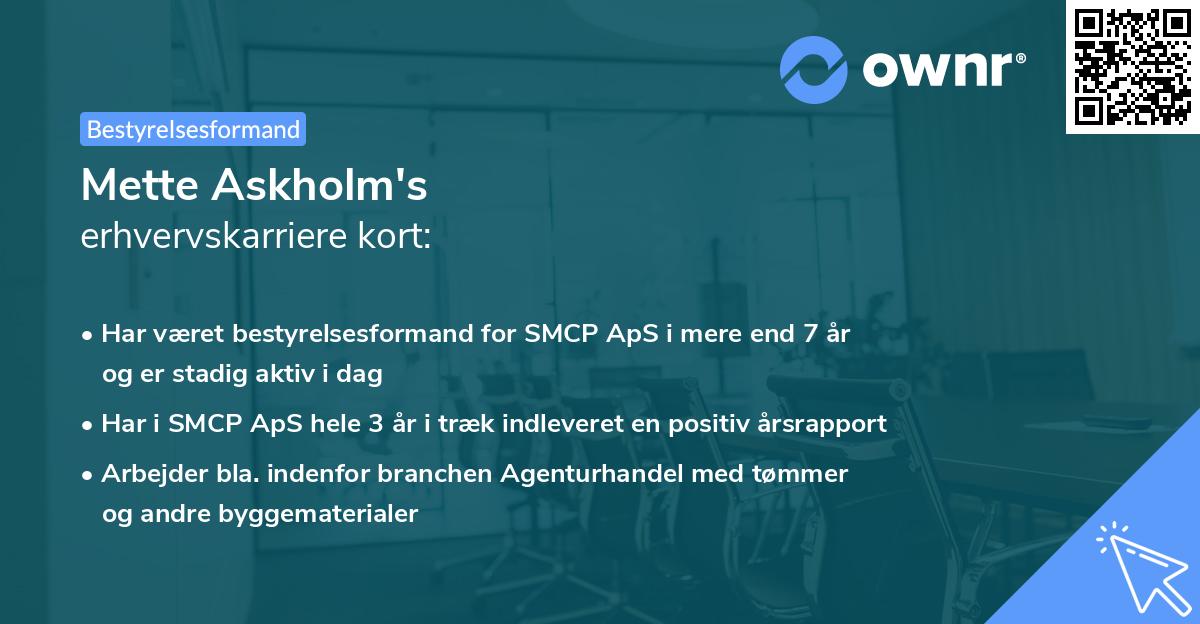 Mette Askholm's erhvervskarriere kort