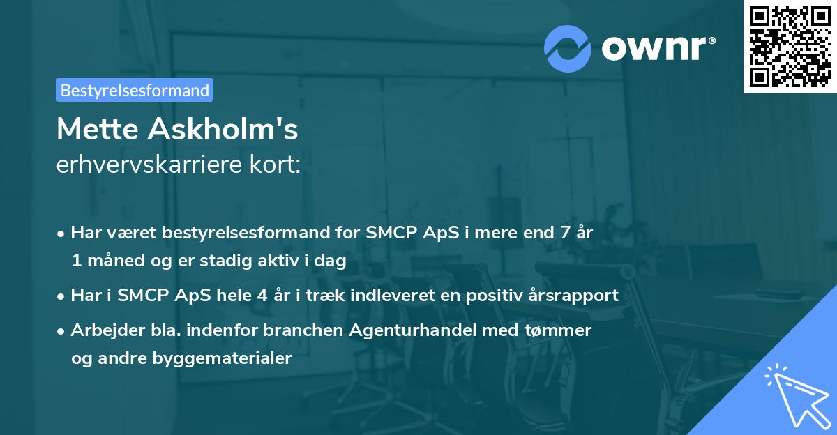 Mette Askholm's erhvervskarriere kort