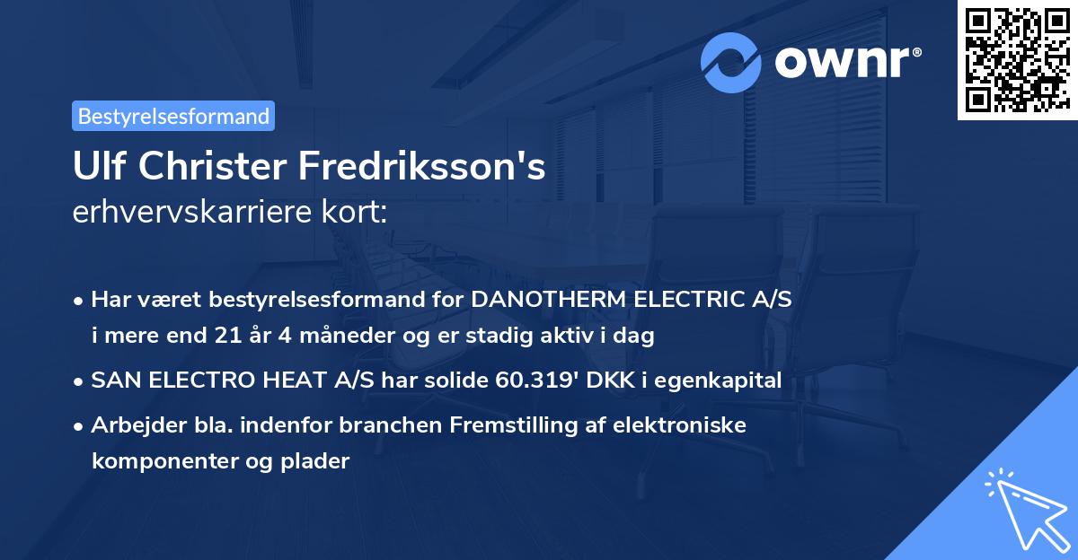 Ulf Christer Fredriksson's erhvervskarriere kort
