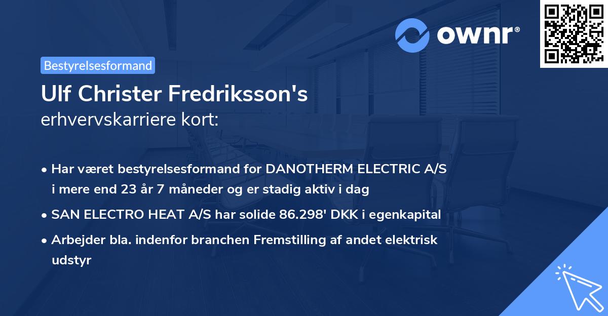 Ulf Christer Fredriksson's erhvervskarriere kort