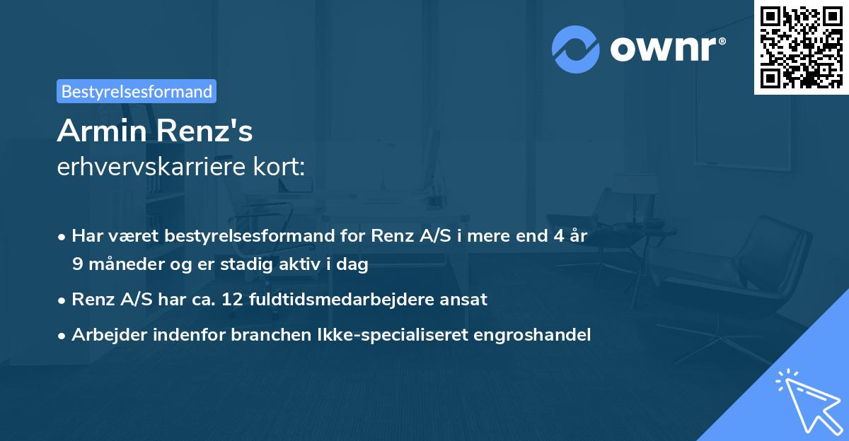 Armin Renz's erhvervskarriere kort