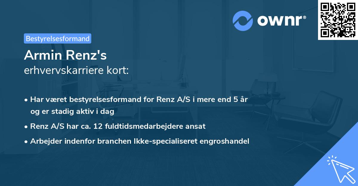 Armin Renz's erhvervskarriere kort