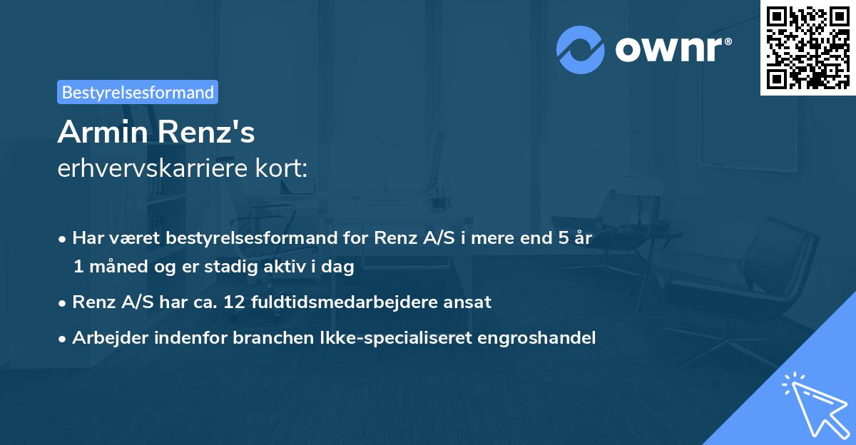 Armin Renz's erhvervskarriere kort