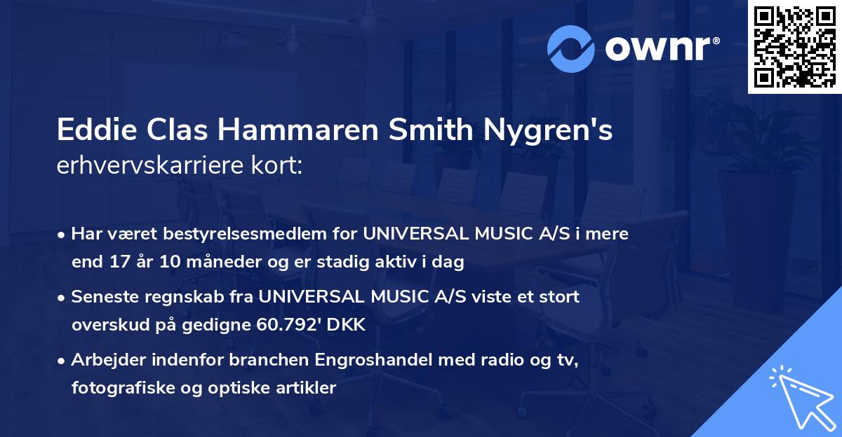 Eddie Clas Hammaren Smith Nygren's erhvervskarriere kort
