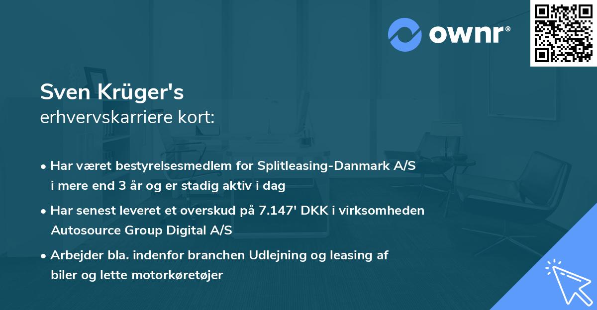 Sven Krüger's erhvervskarriere kort