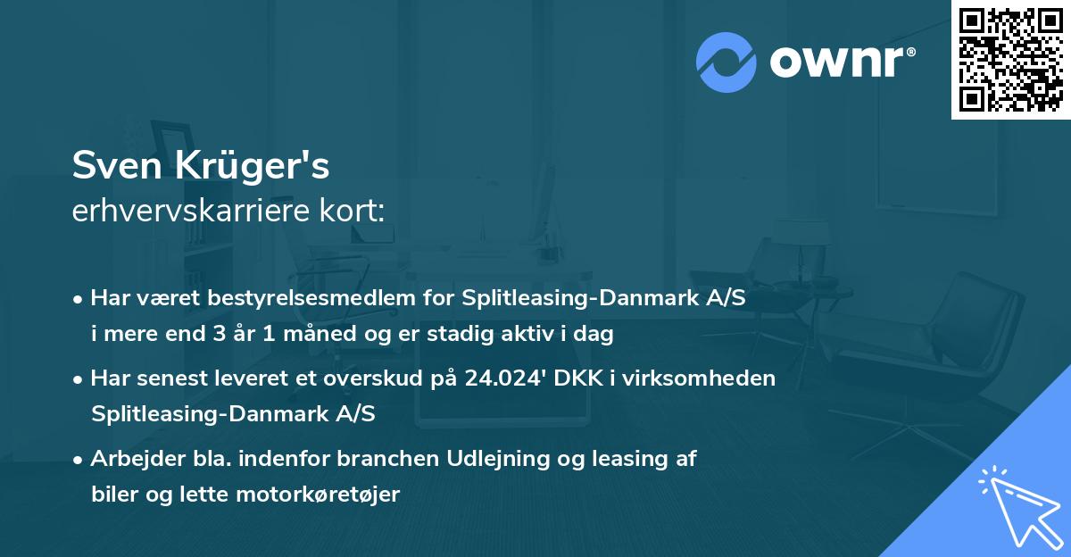 Sven Krüger's erhvervskarriere kort