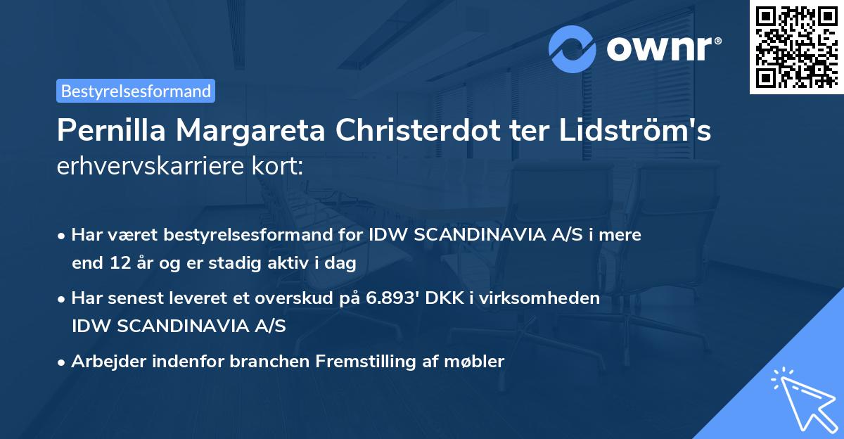 Pernilla Margareta Christerdot ter Lidström's erhvervskarriere kort