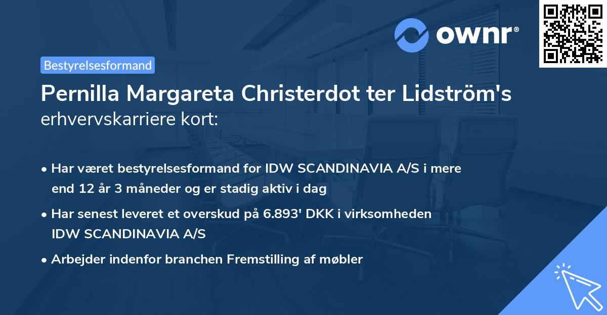 Pernilla Margareta Christerdot ter Lidström's erhvervskarriere kort